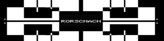 Black and white abstract visual generated by the Rorschach video synthesizer