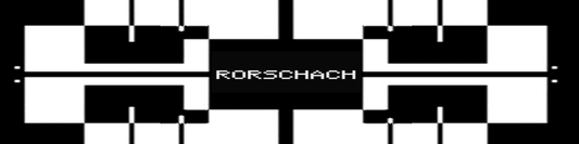 Black and white abstract visual generated by the Rorschach video synthesizer