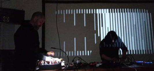 Espinoza and Jordi Heras Fauque performing with Rorschach visuals at Ion-Fest Barcelona