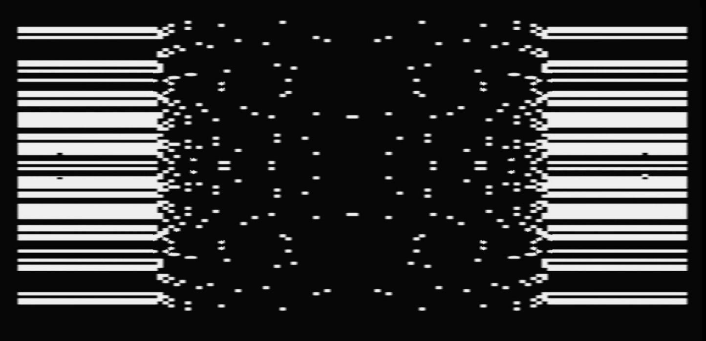 High-contrast black and white composite video pattern from Rorschach

