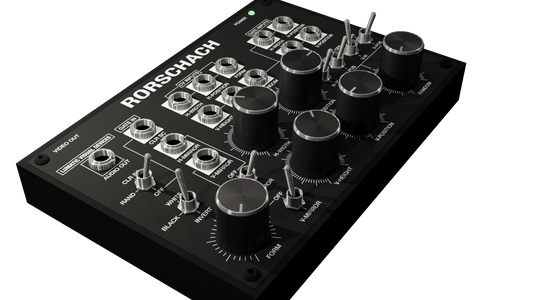 Rorschach video synthesizer render showing audio output, and gate / CV inputs
