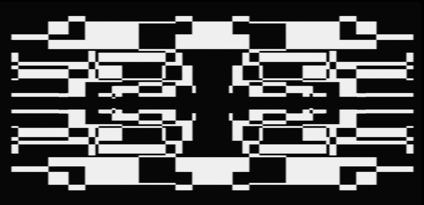 Abstract geometric video pattern created by Rorschach analog video synthesizer
