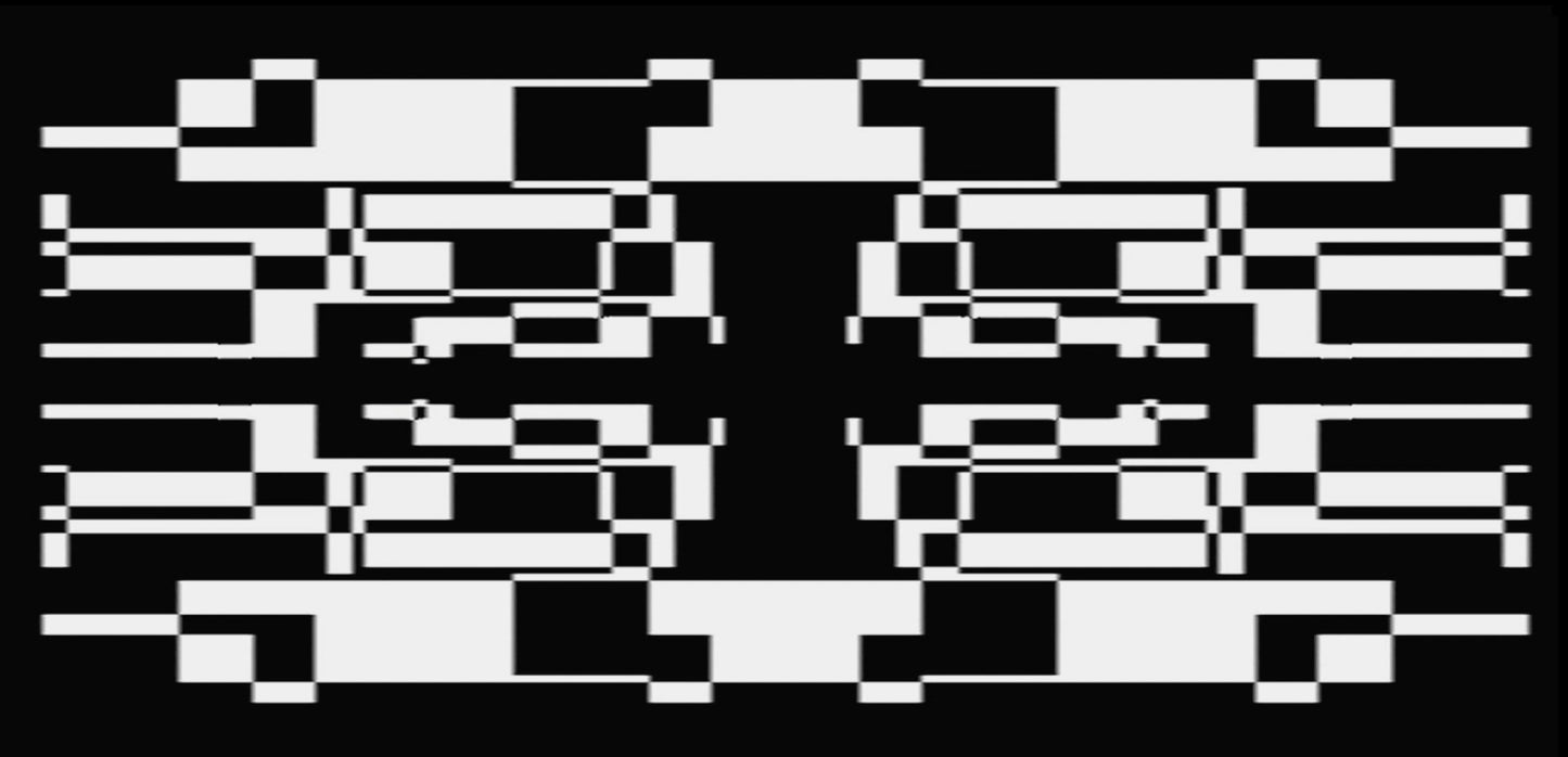 Abstract geometric video pattern created by Rorschach analog video synthesizer
