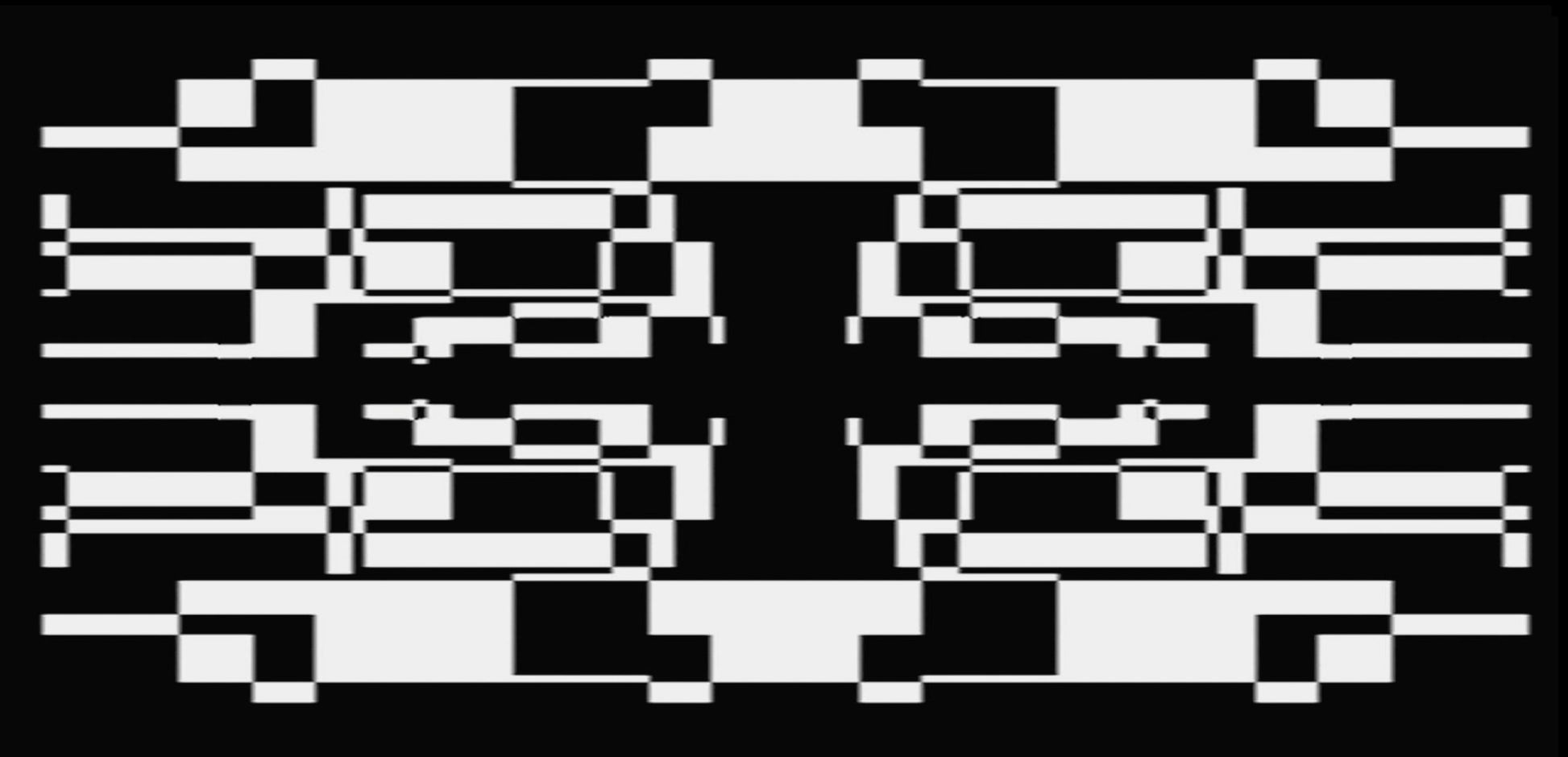 Abstract geometric video pattern created by Rorschach analog video synthesizer
