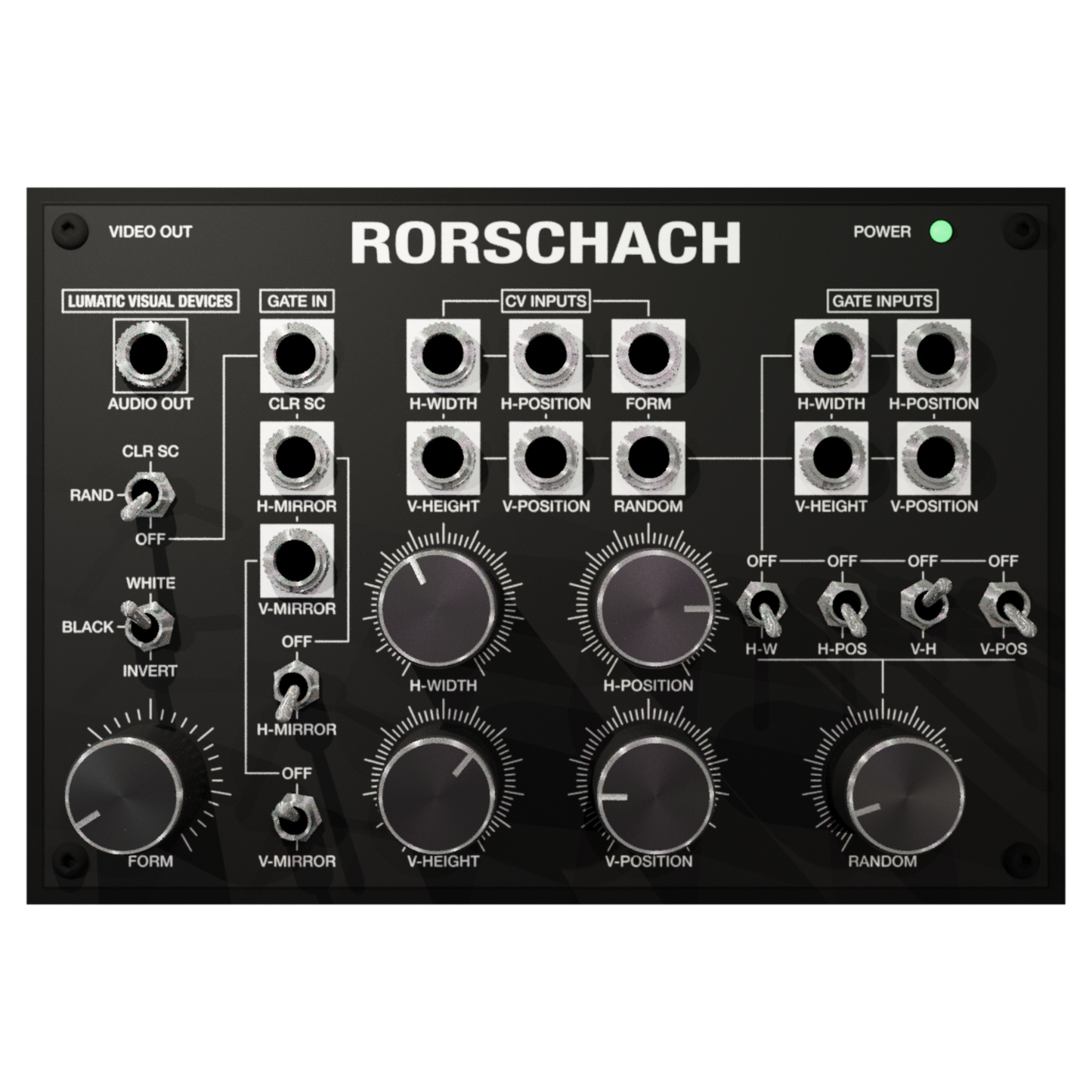 Rorschach analog hardware video synthesizer DIY kit assembled by Lumatic Visual Devices